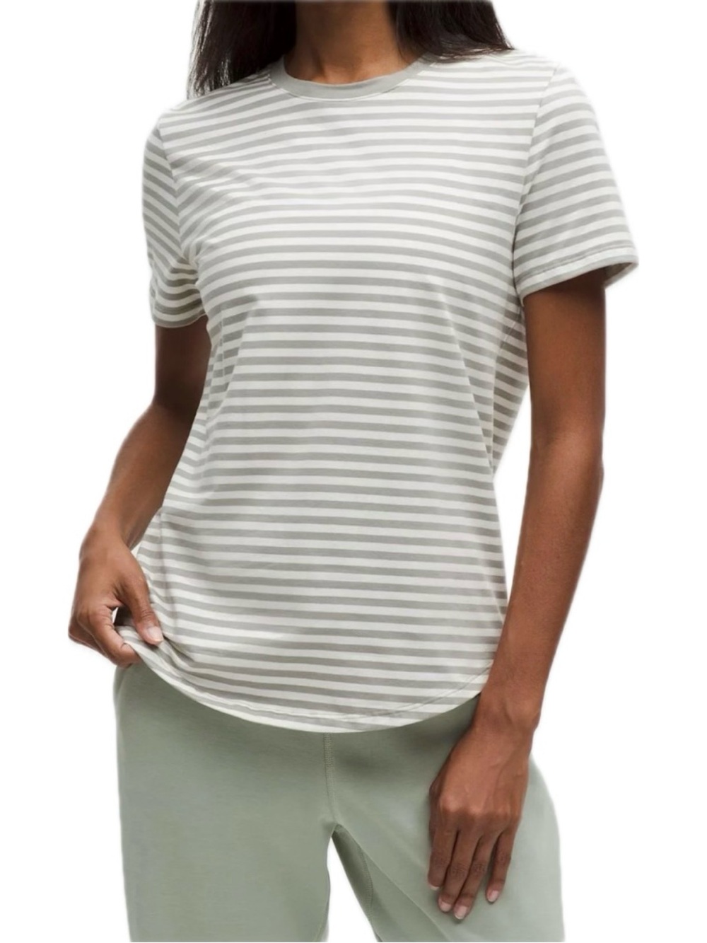 lululemon athletica Love  Short-Sleeve Tee in Green and White Stripe